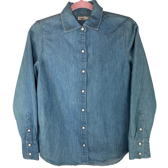 FAHERTY Denim Snap Closure Shirt, Western Style, Size Small - Picture 2 of 10